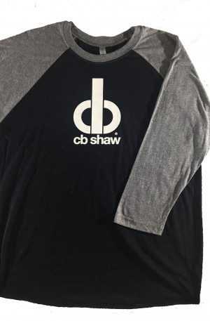 cb logo Unisex Raglan Baseball T Black with Grey Sleeves